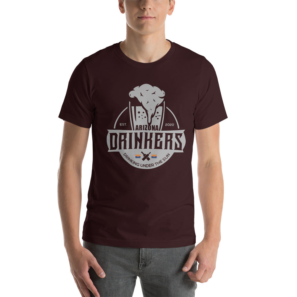 Short-sleeve unisex t-shirt with Arizona Drinkers Logo On Front