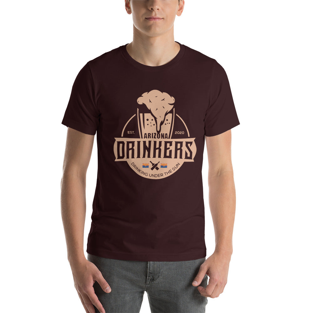 Short-sleeve unisex t-shirt with Arizona Drinkers Logo On Front