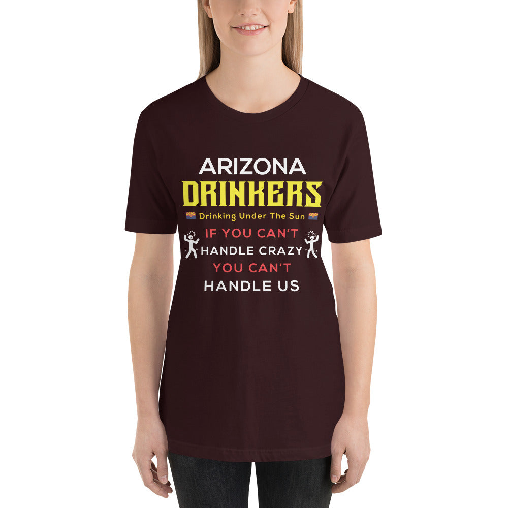 Unisex t-shirt with Arizona Drinkers Text on front
