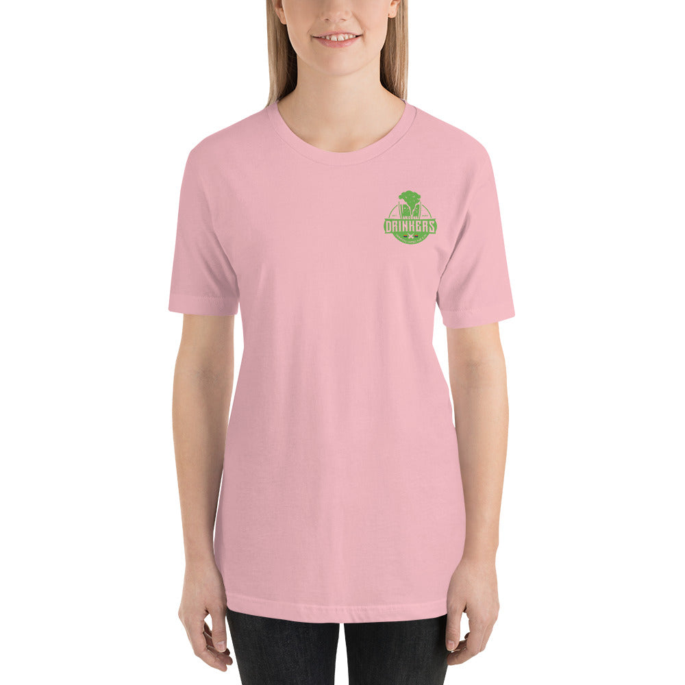 Short-Sleeve Unisex T-Shirt with Arizona Drinkers logo on Front and St Patrick's Text on back