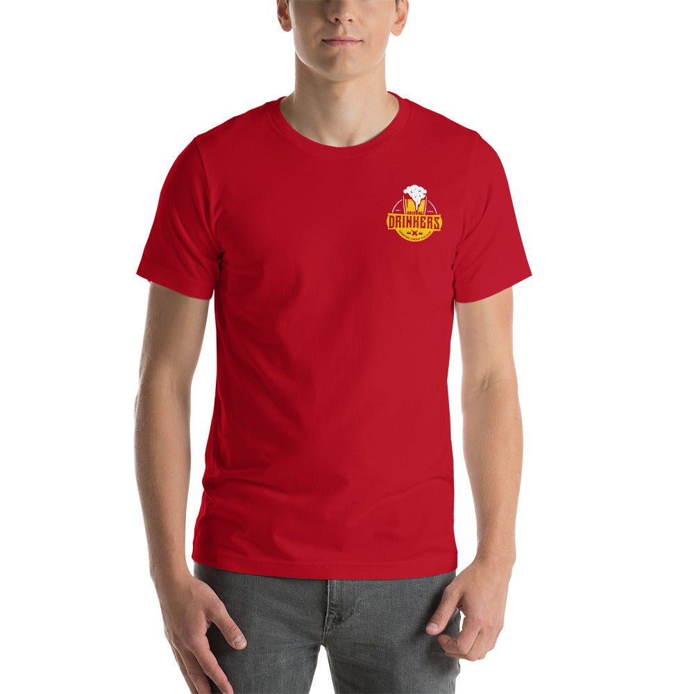 Short-Sleeve Unisex T-Shirt with Arizona Drinkers on Front and Drinkers Text on Back