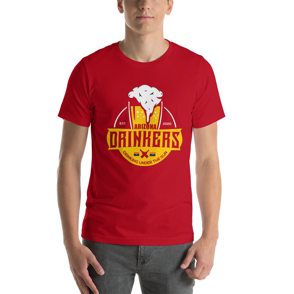 Short-sleeve unisex t-shirt with Arizona Drinkers Logo On Front