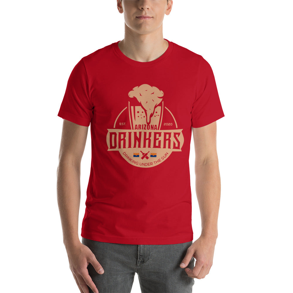 Short-sleeve unisex t-shirt with Arizona Drinkers Logo On Front