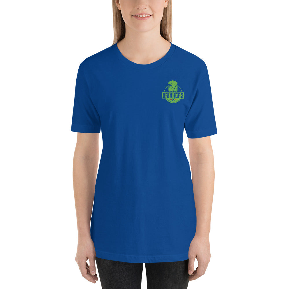 Short-Sleeve Unisex T-Shirt with Arizona Drinkers logo on Front and St Patrick's Text on back