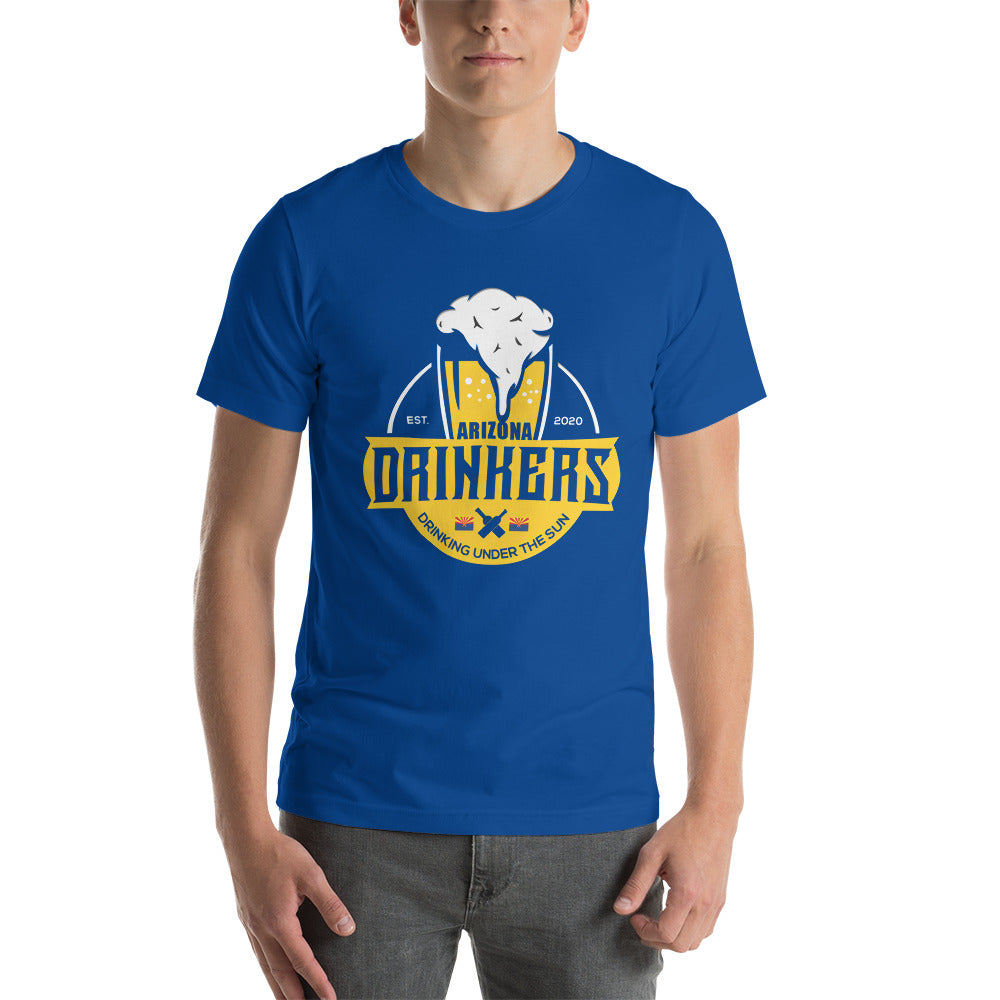 Short-sleeve unisex t-shirt with Arizona Drinkers Logo On Front