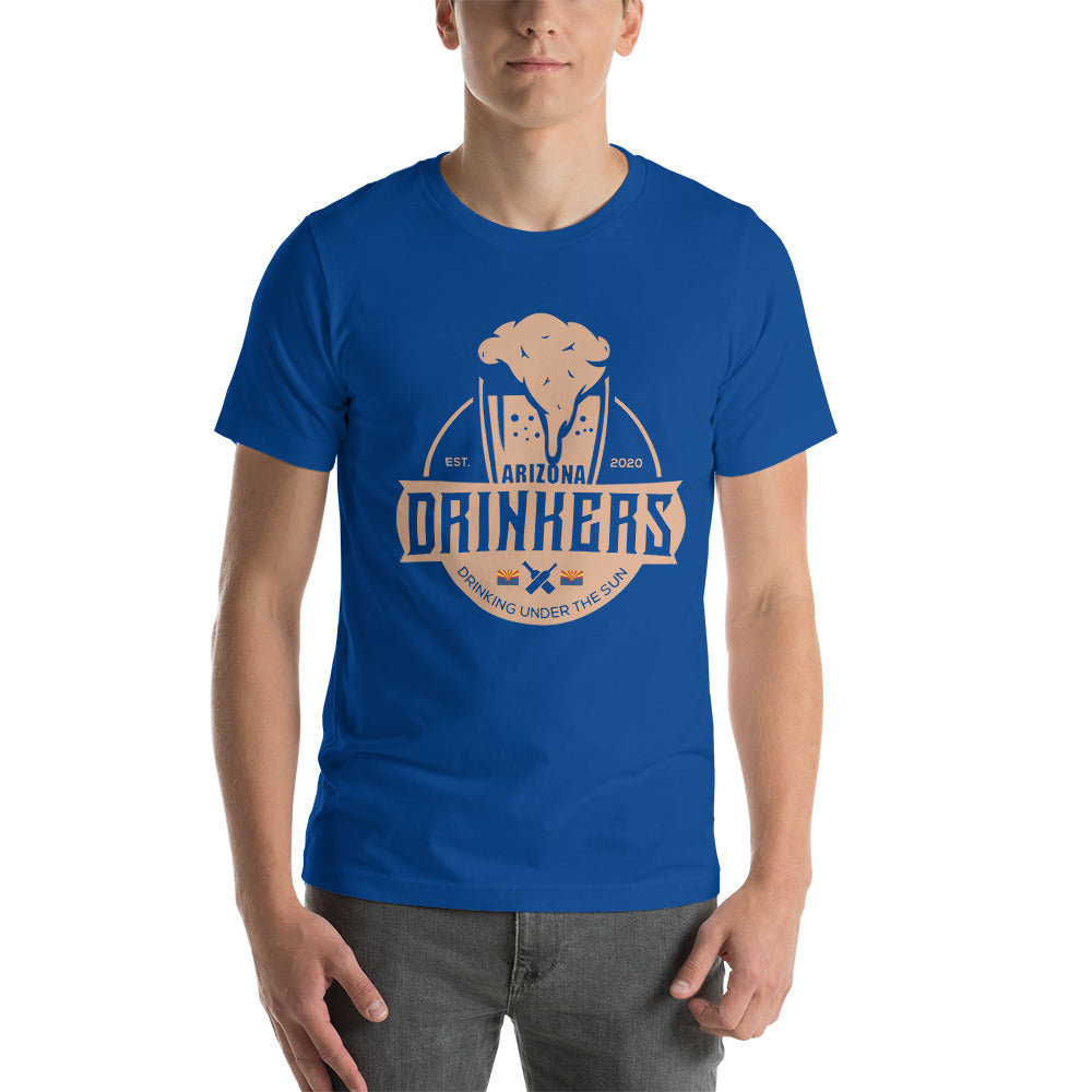 Short-sleeve unisex t-shirt with Arizona Drinkers Logo On Front