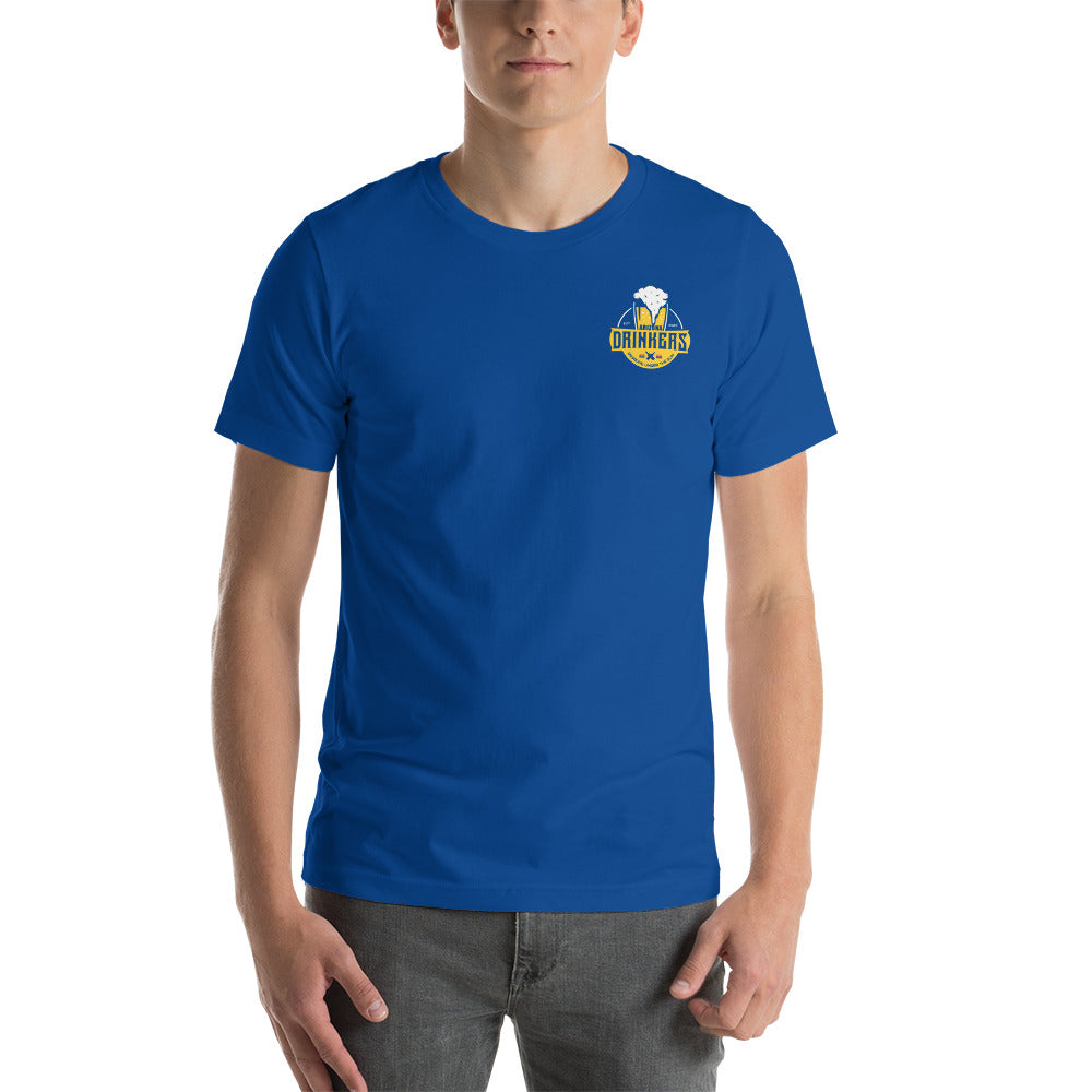 Unisex t-shirt with Arizona Drinkers Logo on Front and Drinkers Text on Back