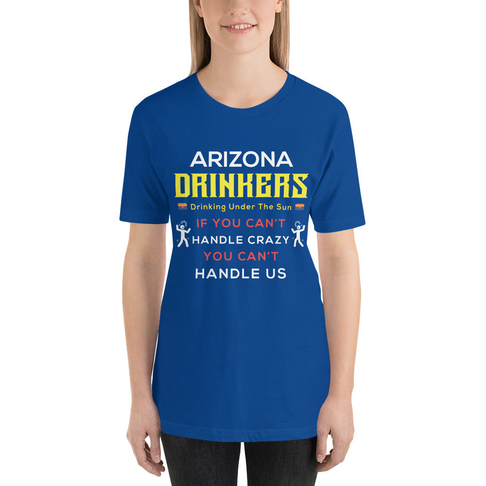 Unisex t-shirt with Arizona Drinkers Text on front