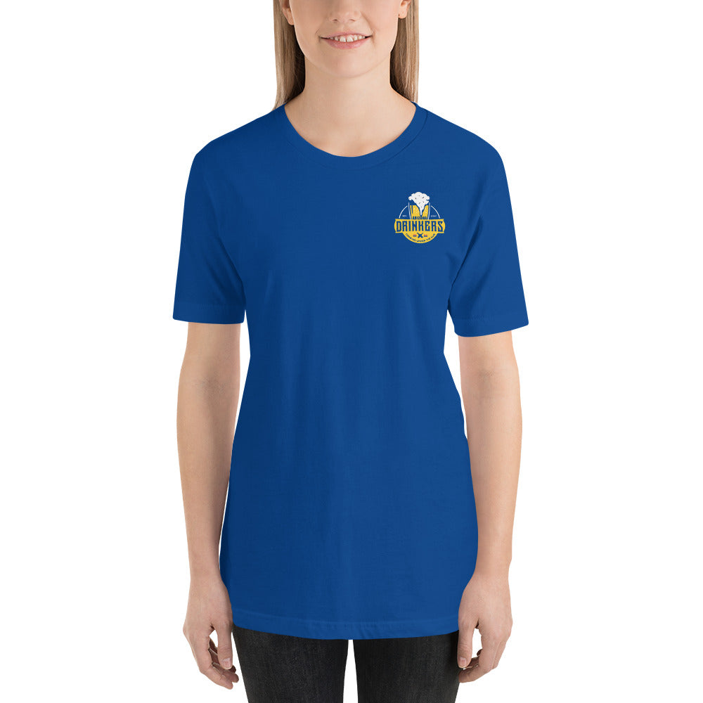 Unisex t-shirt with Arizona Drinkers Logo on Front and Drinkers Text on Back