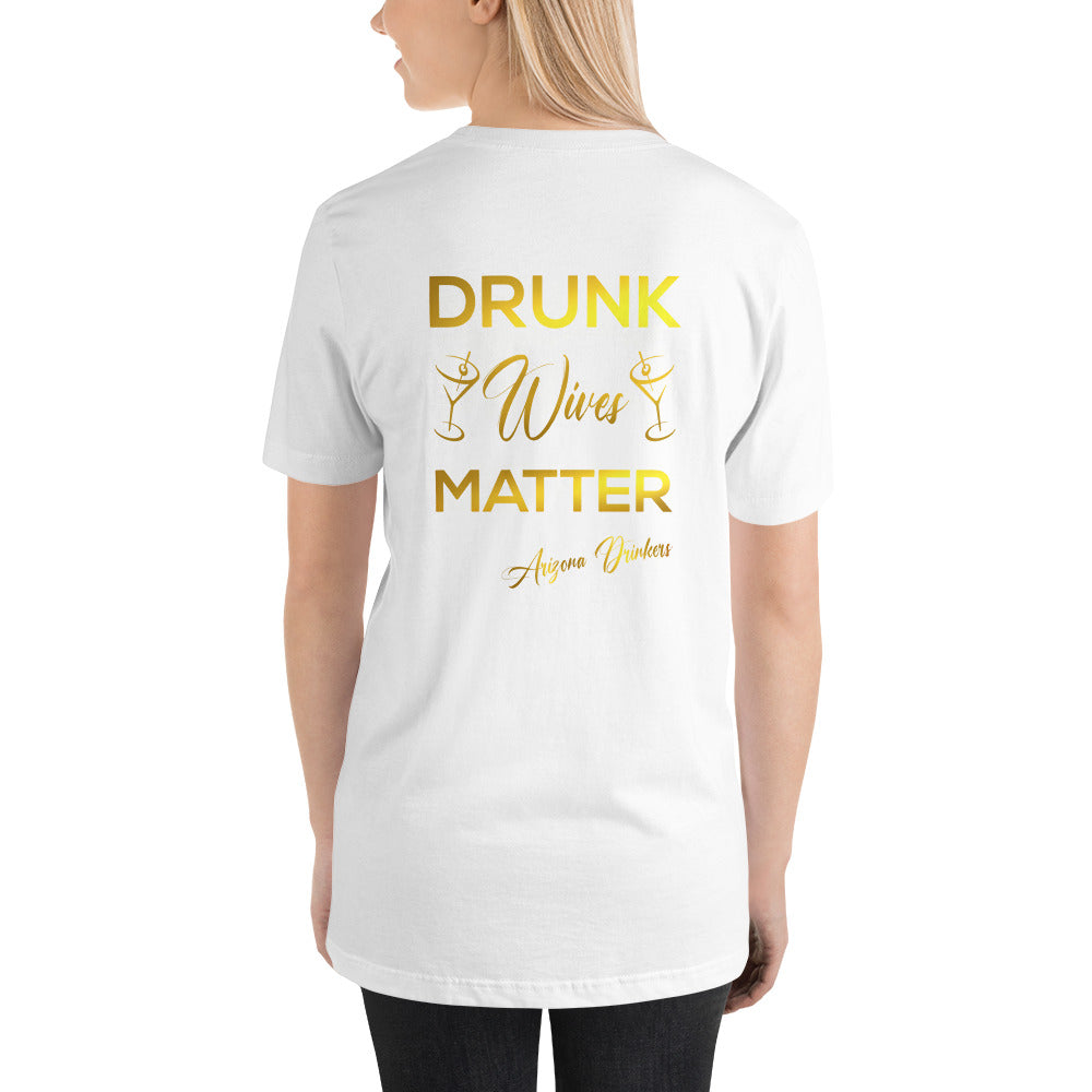 Short-Sleeve Unisex T-Shirt with Arizona Drinkers logo on Front and Drinkers Text on Back