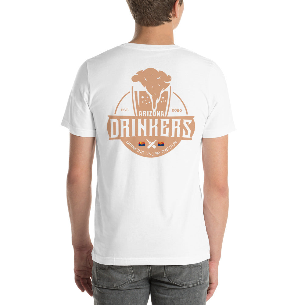 Short-sleeve unisex t-shirt with Arizona Drinkers Logo On Back