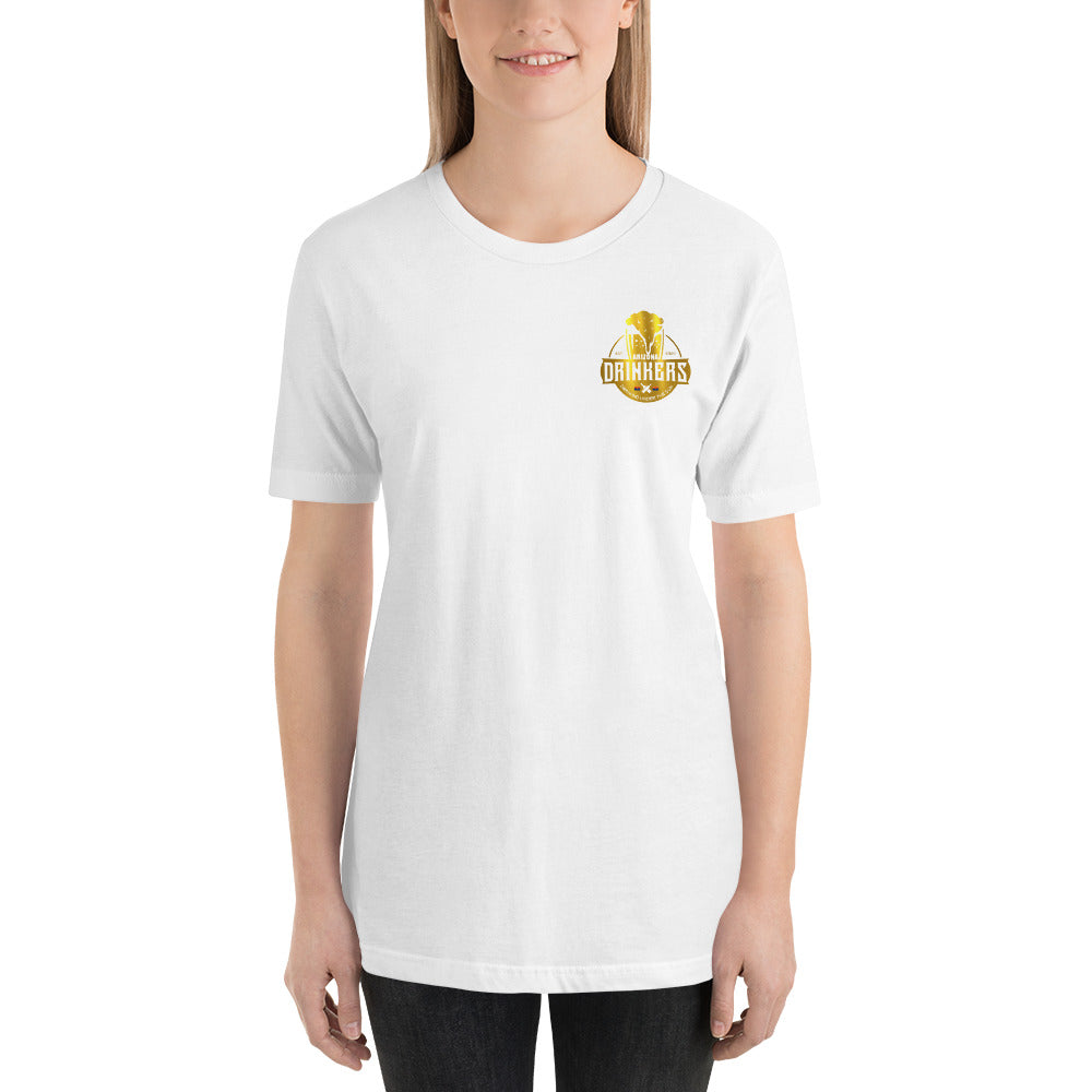 Short-Sleeve Unisex T-Shirt with Arizona Drinkers logo on Front and Drinkers Text on Back