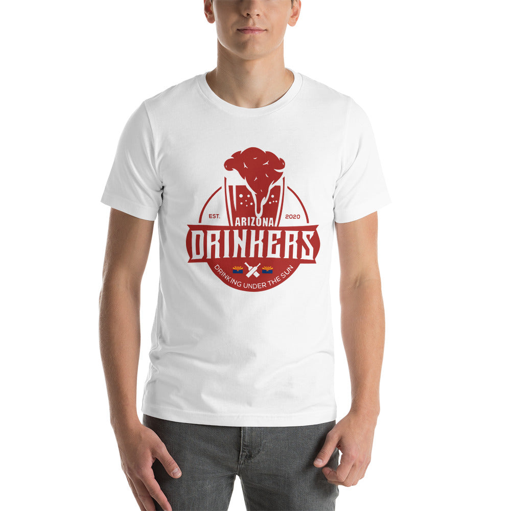 Short-sleeve unisex t-shirt with Arizona Drinkers Logo On Front