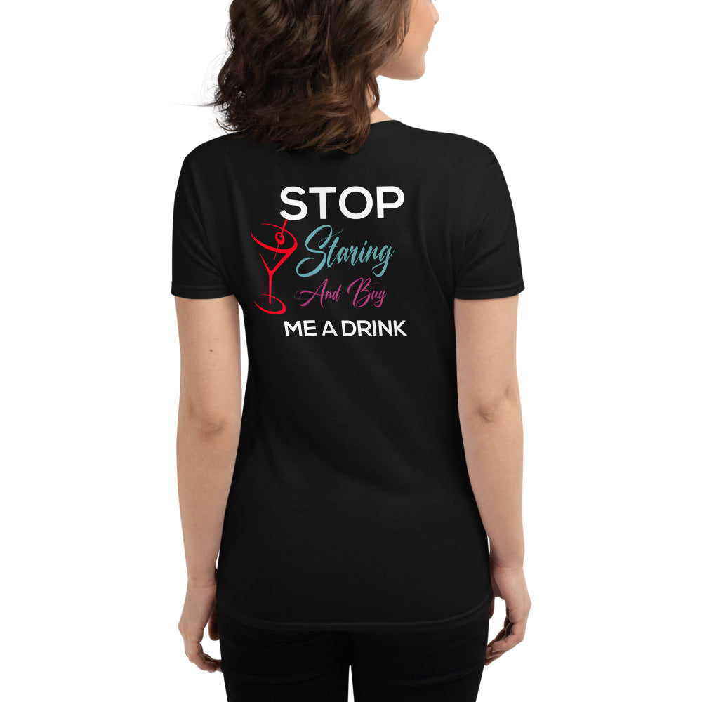 Women's short sleeve t-shirt with Arizona Drinkers Logo on Front and Drinkers Text On Back