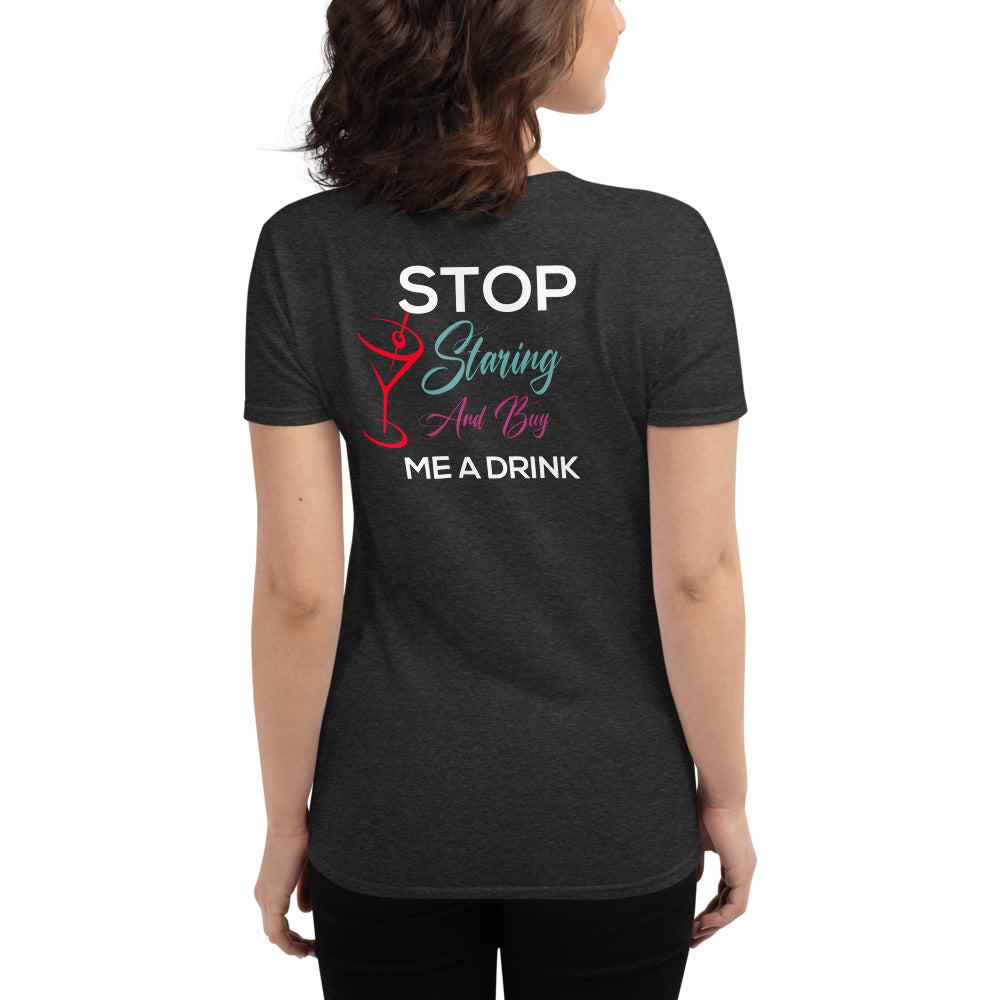 Women's short sleeve t-shirt with Arizona Drinkers Logo on Front and Drinkers Text On Back
