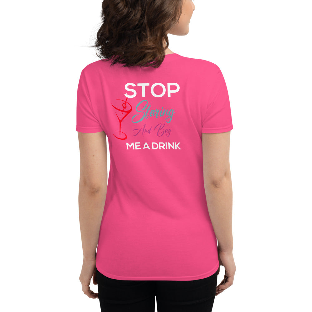 Women's short sleeve t-shirt with Arizona Drinkers Logo on Front and Drinkers Text On Back