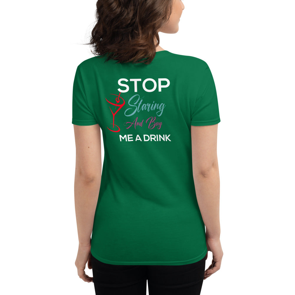 Women's short sleeve t-shirt with Arizona Drinkers Logo on Front and Drinkers Text On Back