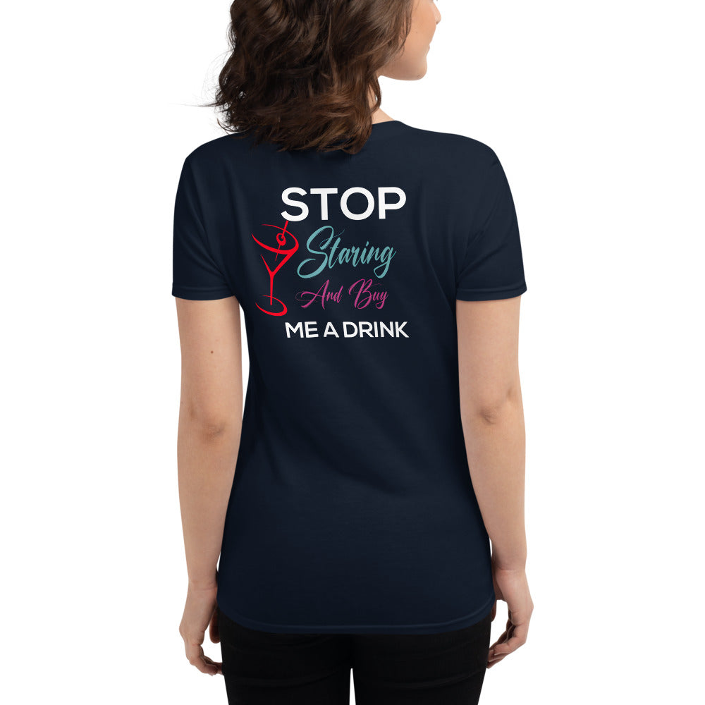 Women's short sleeve t-shirt with Arizona Drinkers Logo on Front and Drinkers Text On Back