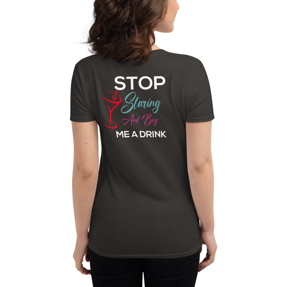 Women's short sleeve t-shirt with Arizona Drinkers Logo on Front and Drinkers Text On Back