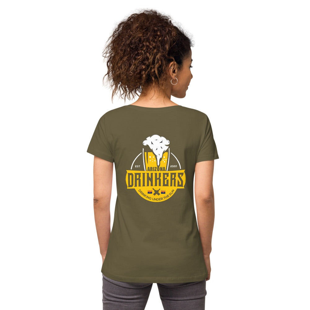 Women’s fitted v-neck t-shirt with Arizona Text on Front and Logo on Back