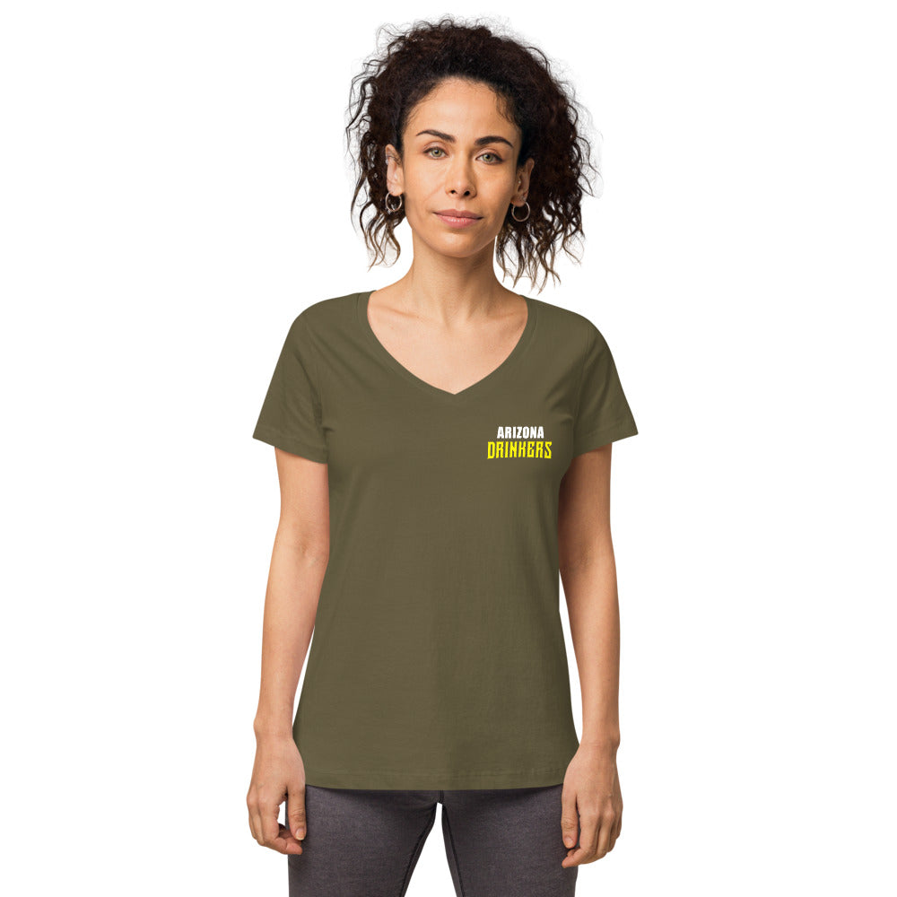 Women’s fitted v-neck t-shirt with Arizona Text on Front and Logo on Back