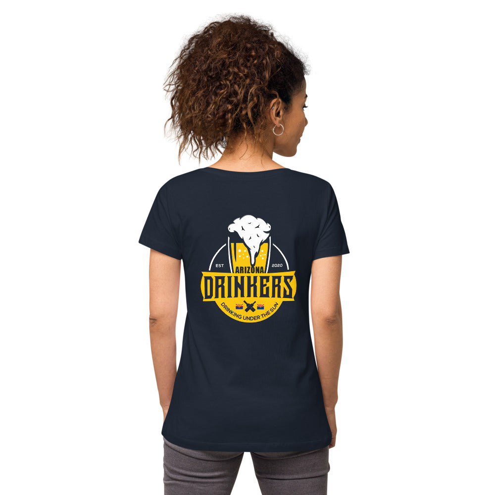 Women’s fitted v-neck t-shirt with Arizona Text on Front and Logo on Back