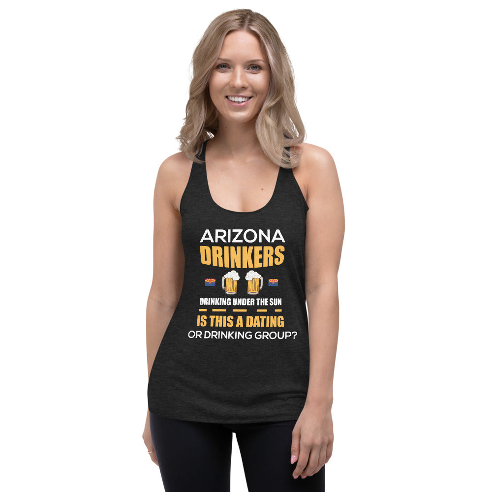 Women's Racerback Tank with Drinkers Text on Front