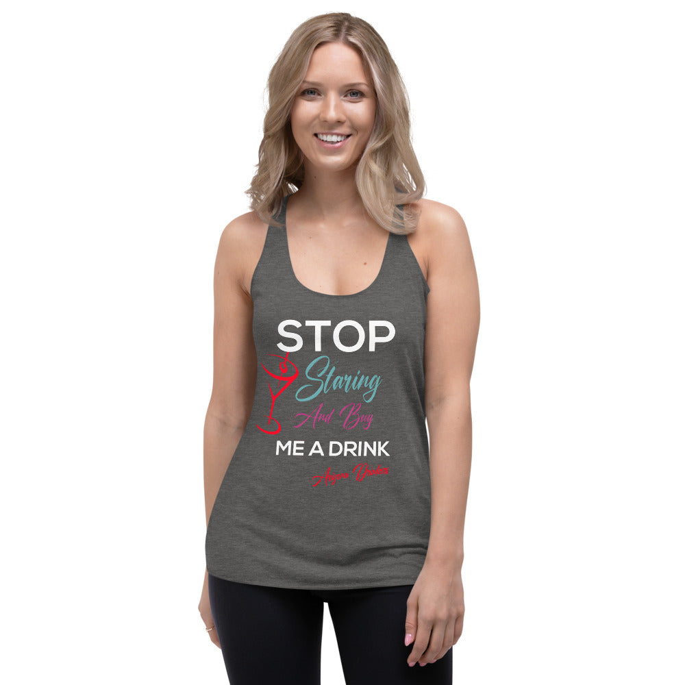 Women's Racerback Tank with Drinkers Text on Front