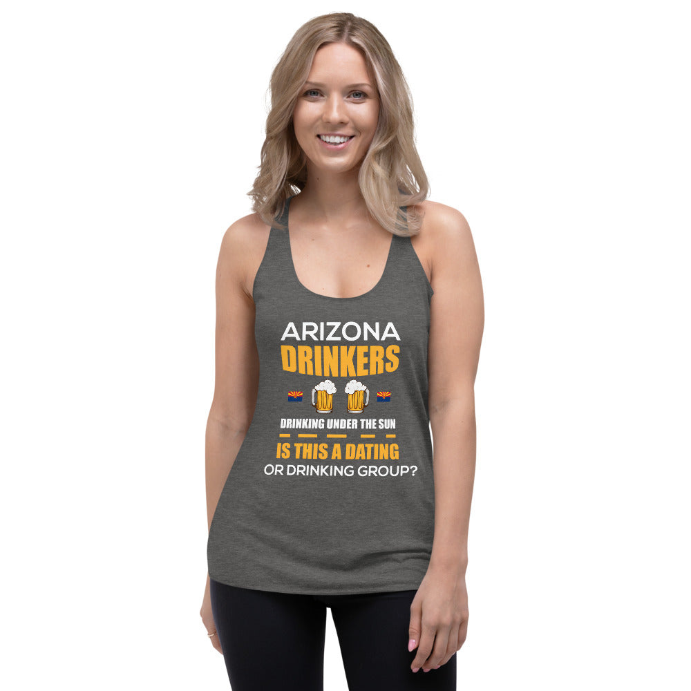 Women's Racerback Tank with Drinkers Text on Front