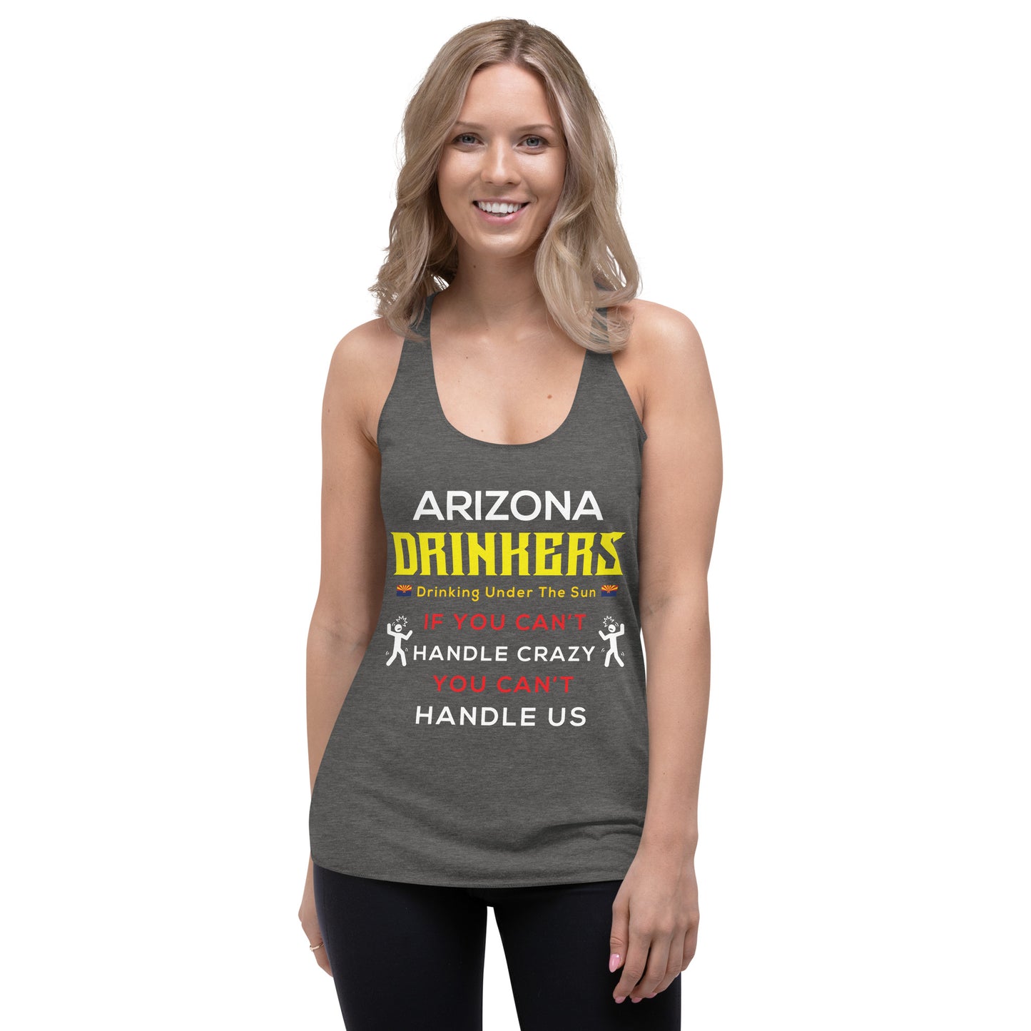 Women's Racerback Tank with Drinkers Text on Front