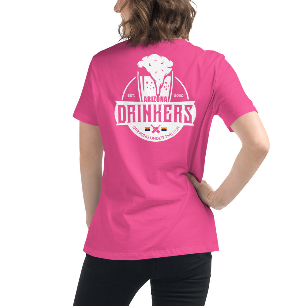 Women's Relaxed T-Shirt with Arizona Text on Front and Arizona Drinkers Logo on Back