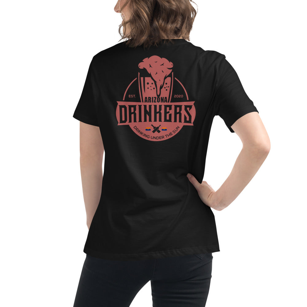 Women's Relaxed T-Shirt with Arizona Text on Front and Arizona Drinkers Logo on Back