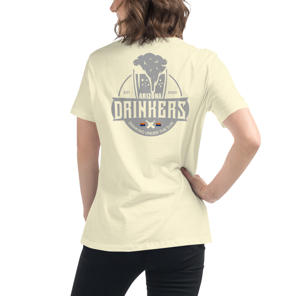 Women's Relaxed T-Shirt with Arizona Text on Front and Arizona Drinkers Logo on Back