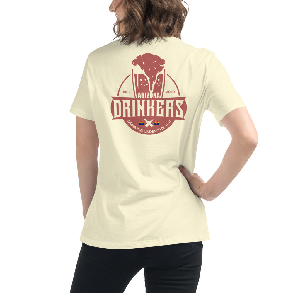 Women's Relaxed T-Shirt with Arizona Text on Front and Arizona Drinkers Logo on Back