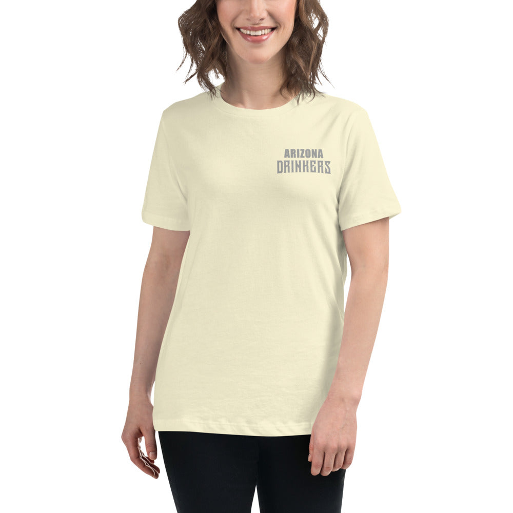 Women's Relaxed T-Shirt with Arizona Text on Front and Arizona Drinkers Logo on Back