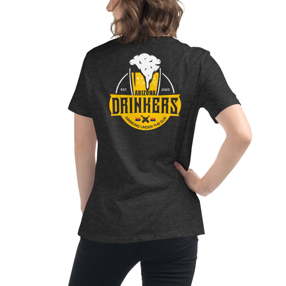 Women's Relaxed T-Shirt with Arizona Text on Front and Arizona Drinkers Logo on Back