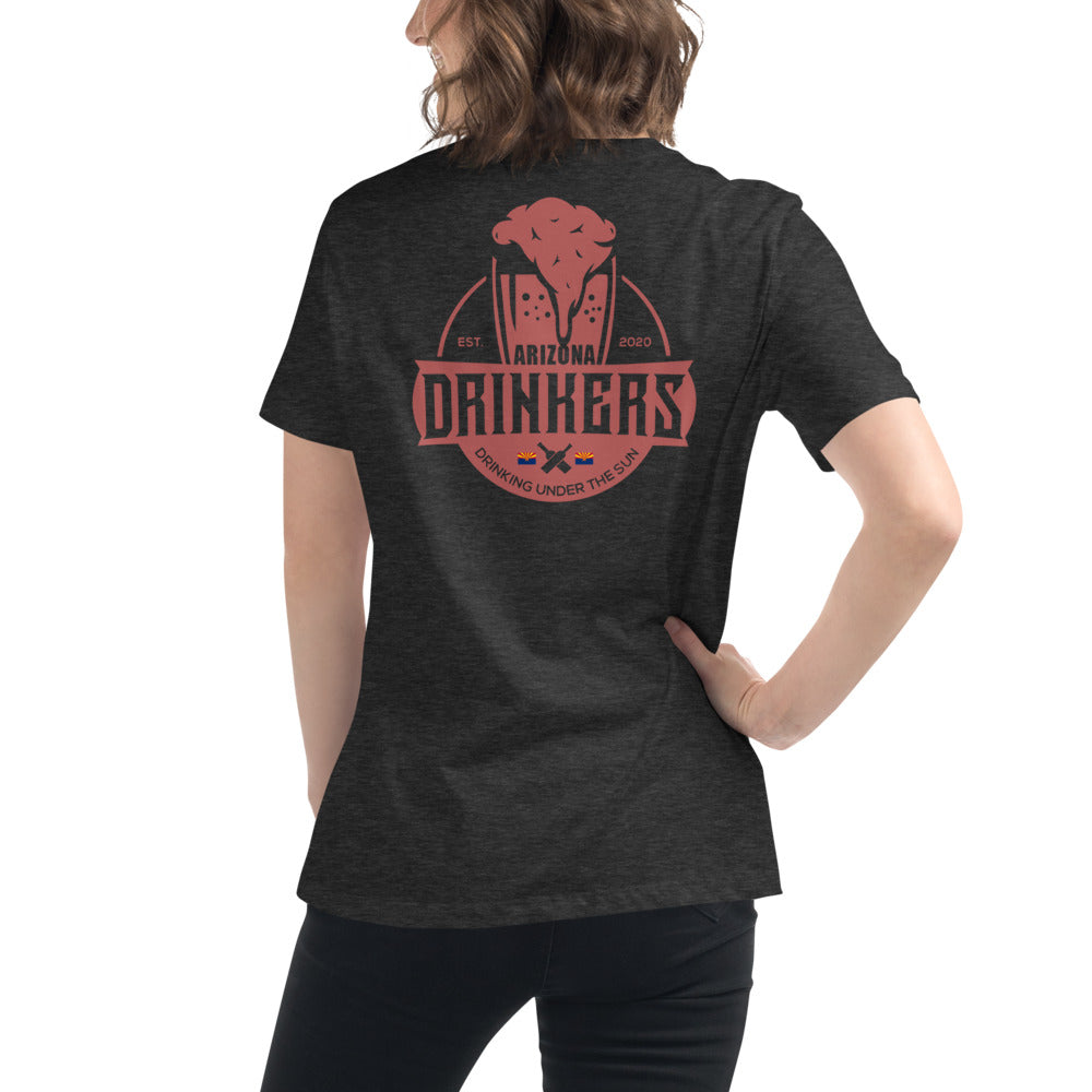 Women's Relaxed T-Shirt with Arizona Text on Front and Arizona Drinkers Logo on Back