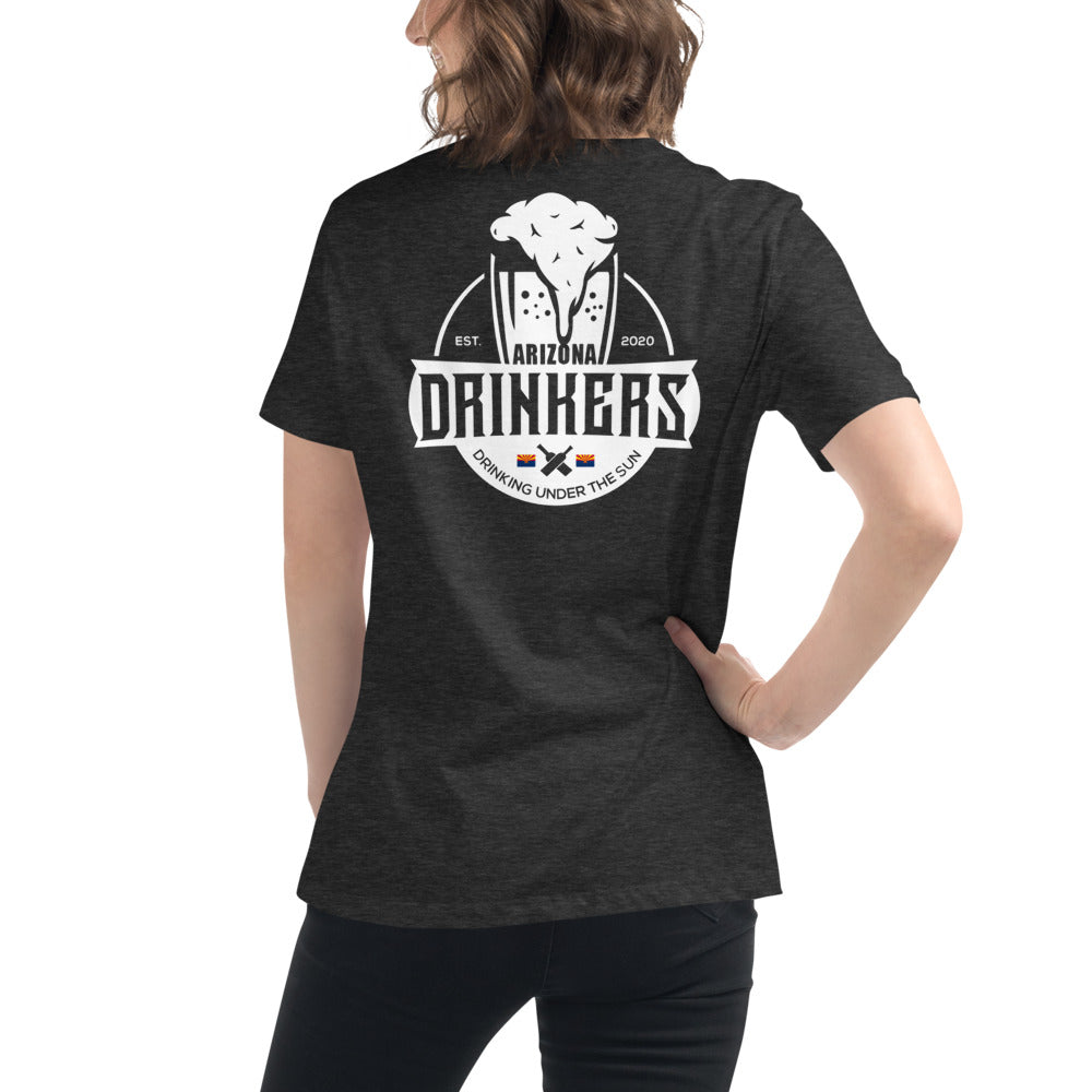 Women's Relaxed T-Shirt with Arizona Text on Front and Arizona Drinkers Logo on Back