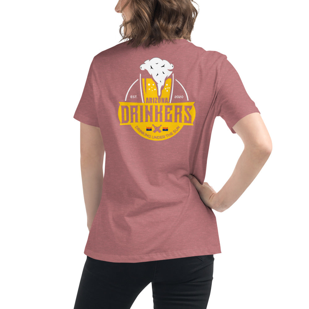 Women's Relaxed T-Shirt with Arizona Text on Front and Arizona Drinkers Logo on Back