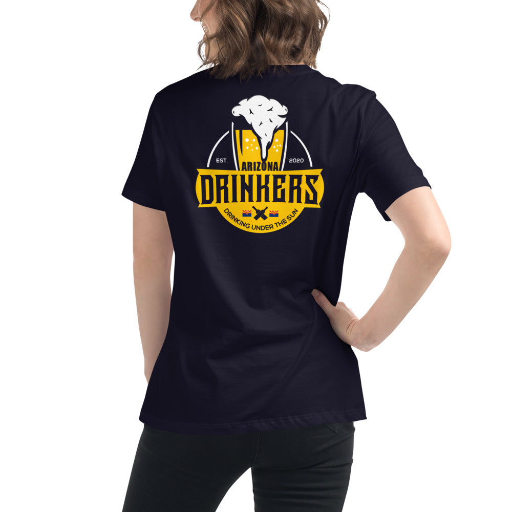 Women's Relaxed T-Shirt with Arizona Text on Front and Arizona Drinkers Logo on Back