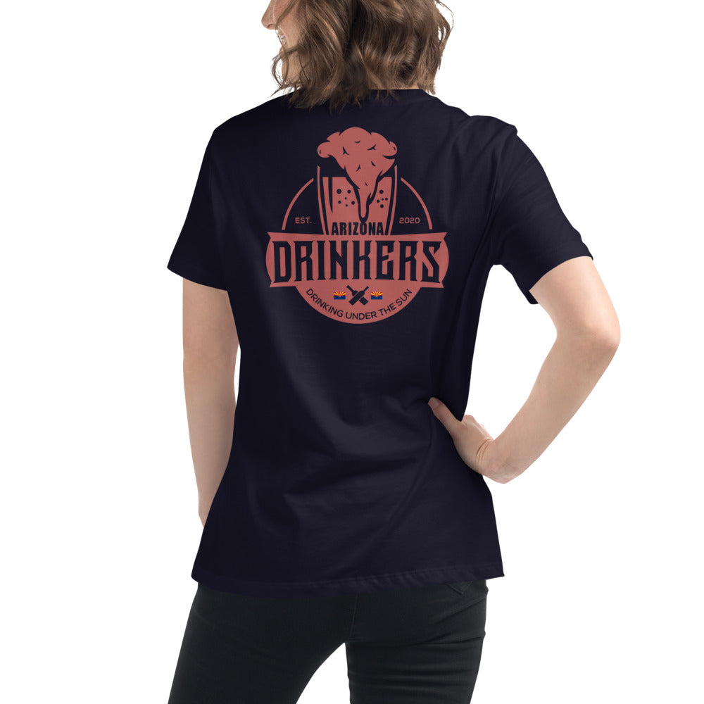 Women's Relaxed T-Shirt with Arizona Text on Front and Arizona Drinkers Logo on Back