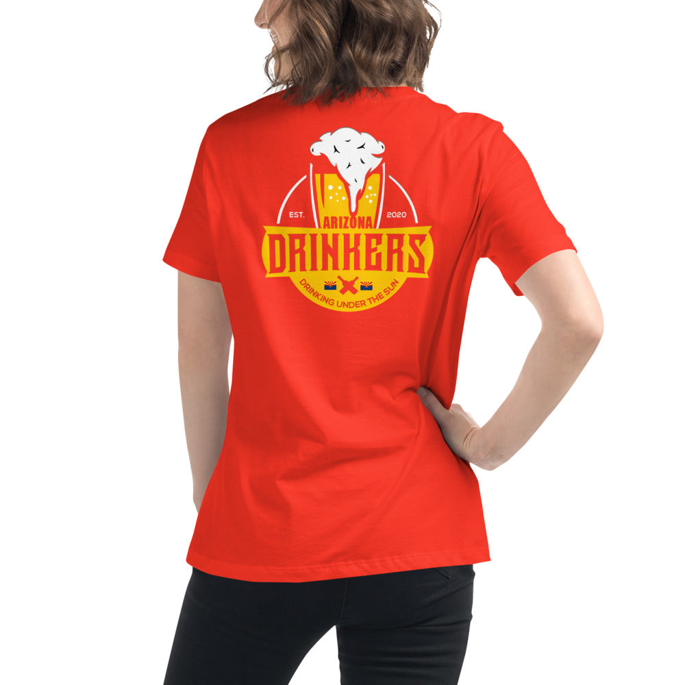 Women's Relaxed T-Shirt with Arizona Text on Front and Arizona Drinkers Logo on Back
