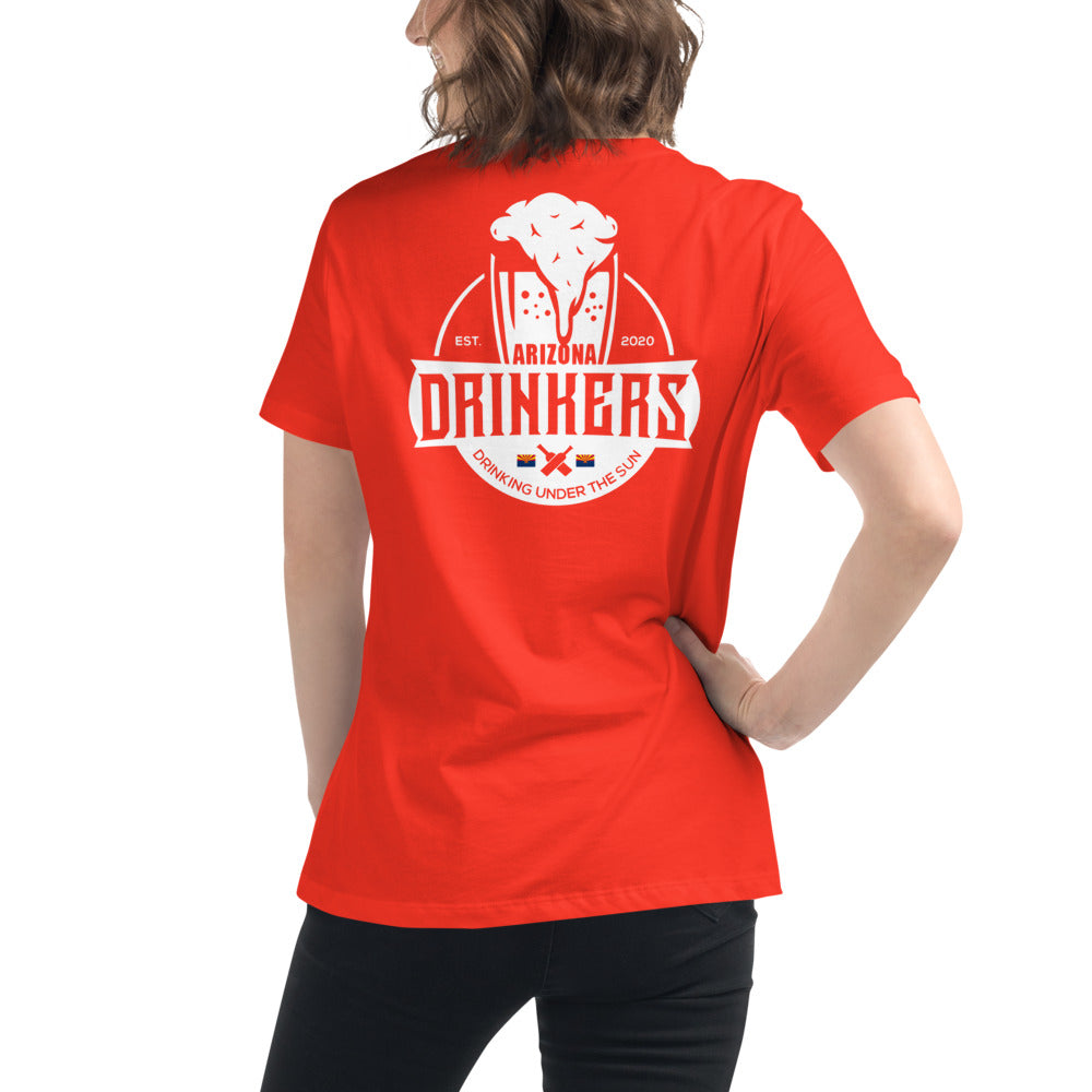 Women's Relaxed T-Shirt with Arizona Text on Front and Arizona Drinkers Logo on Back