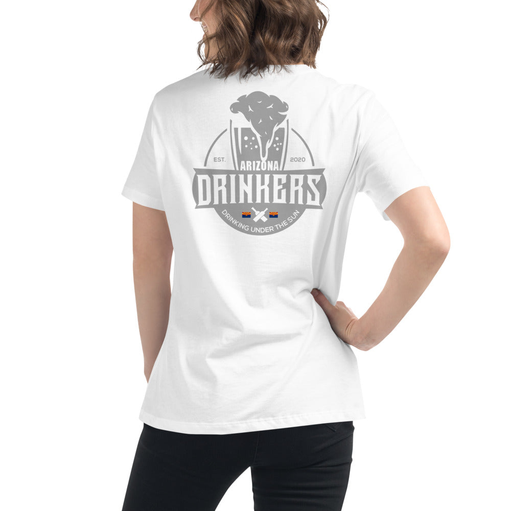 Women's Relaxed T-Shirt with Arizona Text on Front and Arizona Drinkers Logo on Back