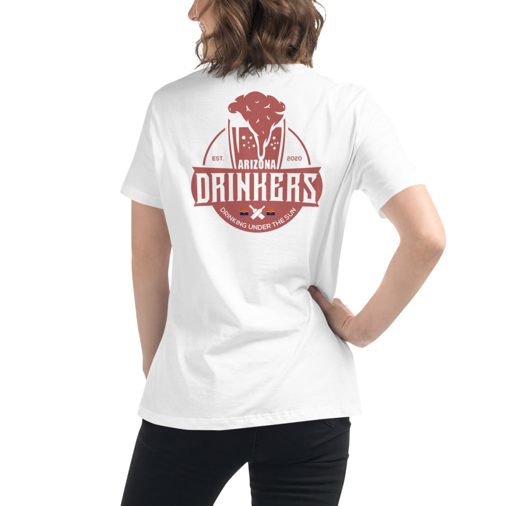 Women's Relaxed T-Shirt with Arizona Text on Front and Arizona Drinkers Logo on Back