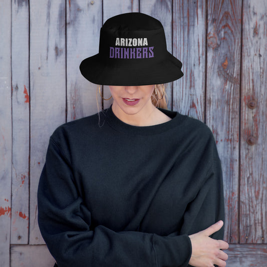 Bucket Hat with Arizona Drinkers in Violet Color on Front
