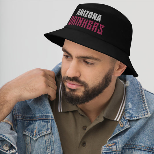 Bucket Hat with Arizona Drinkers in Pink Color on Front