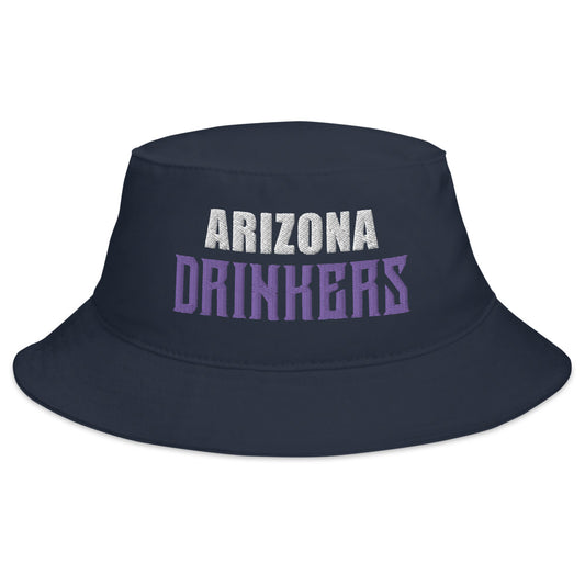 Bucket Hat with Arizona Drinkers in Violet Color on Front