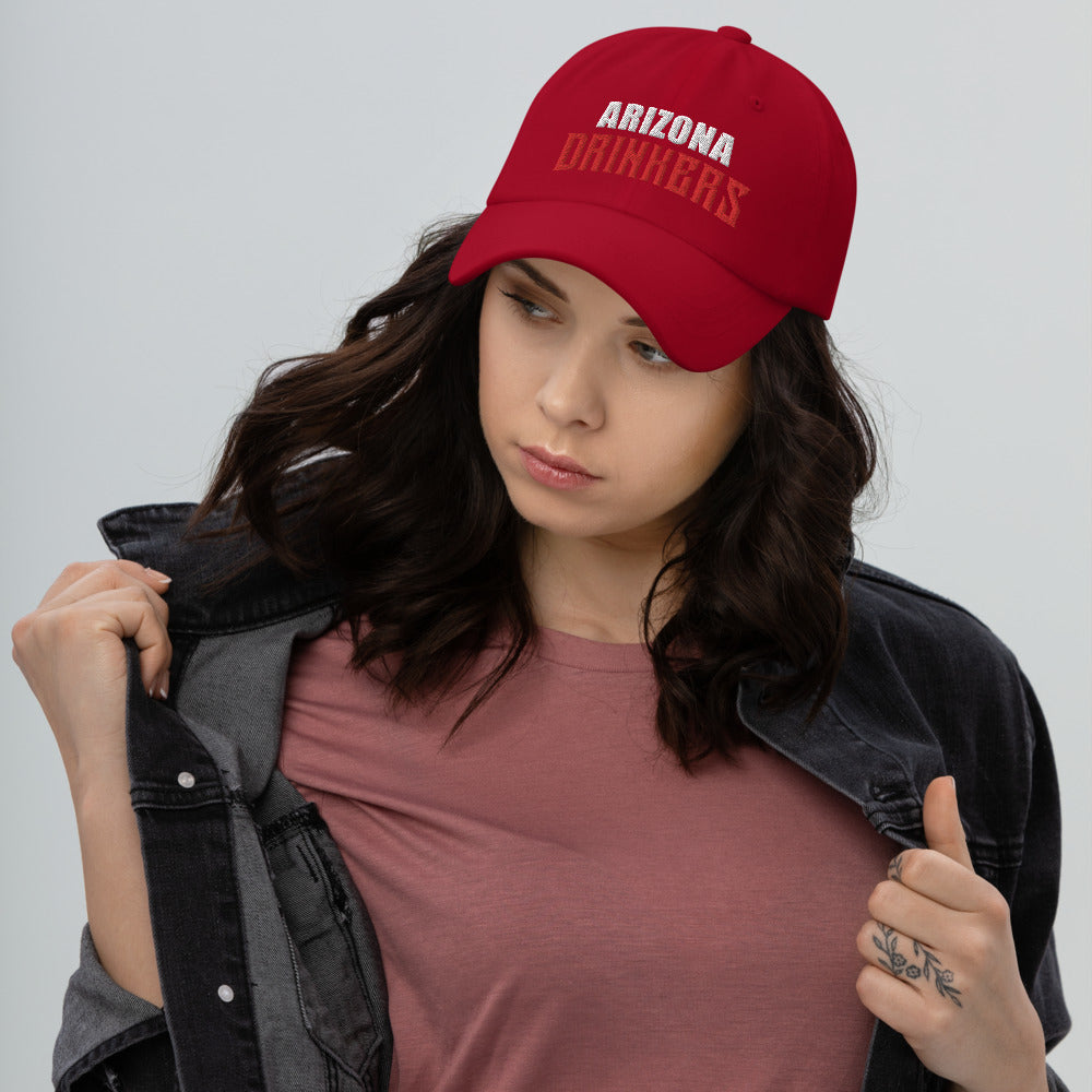 Dad hat with Arizona Drinkers in Red Color on Front