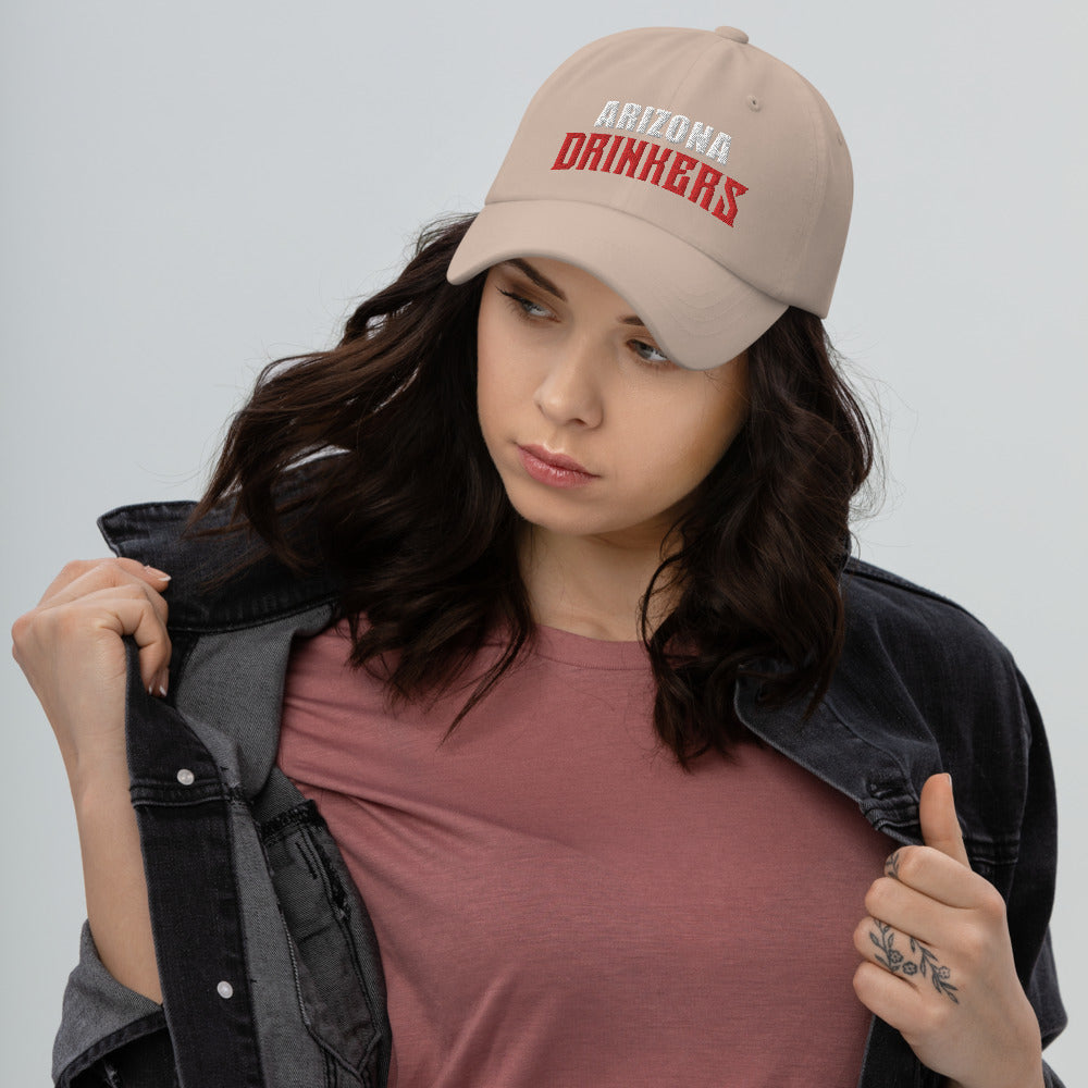 Dad hat with Arizona Drinkers in Red Color on Front
